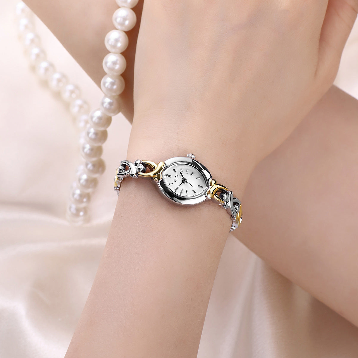 Damen-Quarzuhr – schlankes Design mit Metallband