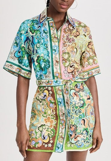 Kurzarmkleid mit Schnürung und Print – Bild 11 | LuxeStyle