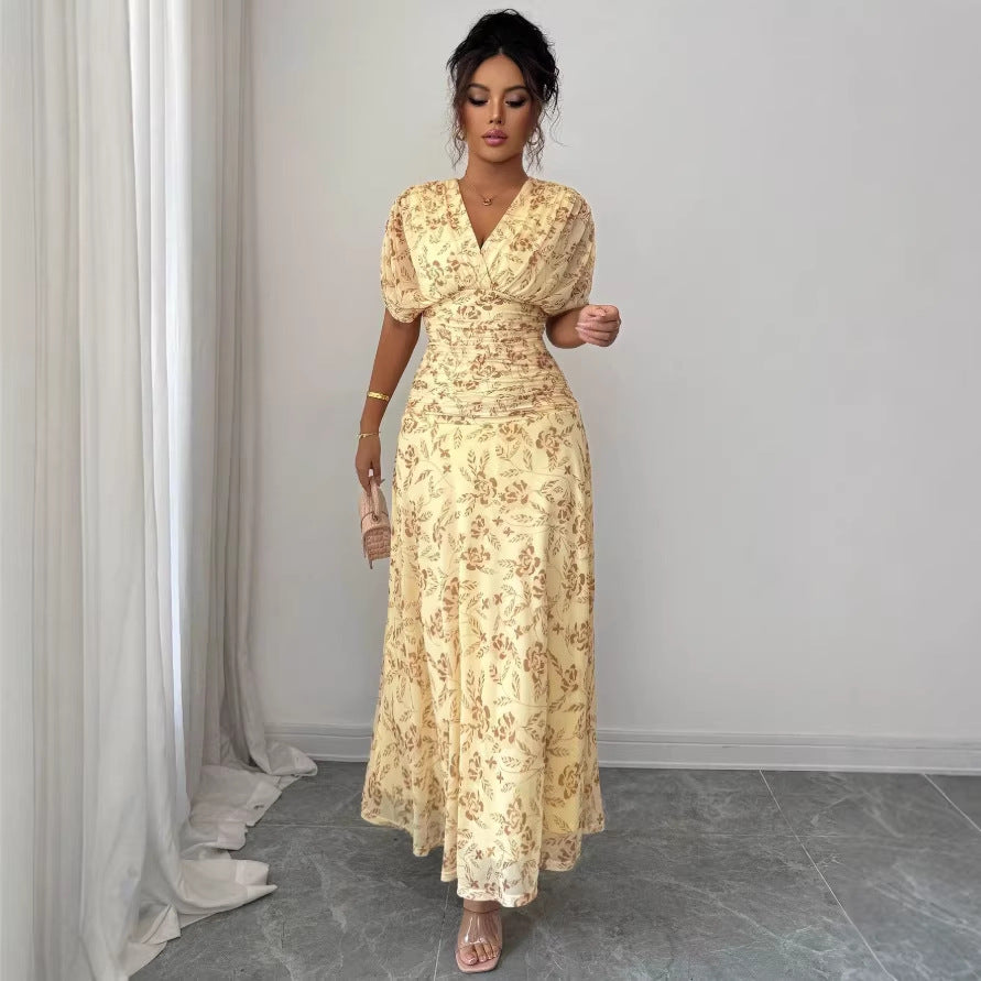 Geblümtes A-Linien Midikleid mit Puffärmeln – Bild 2 | LuxeStyle