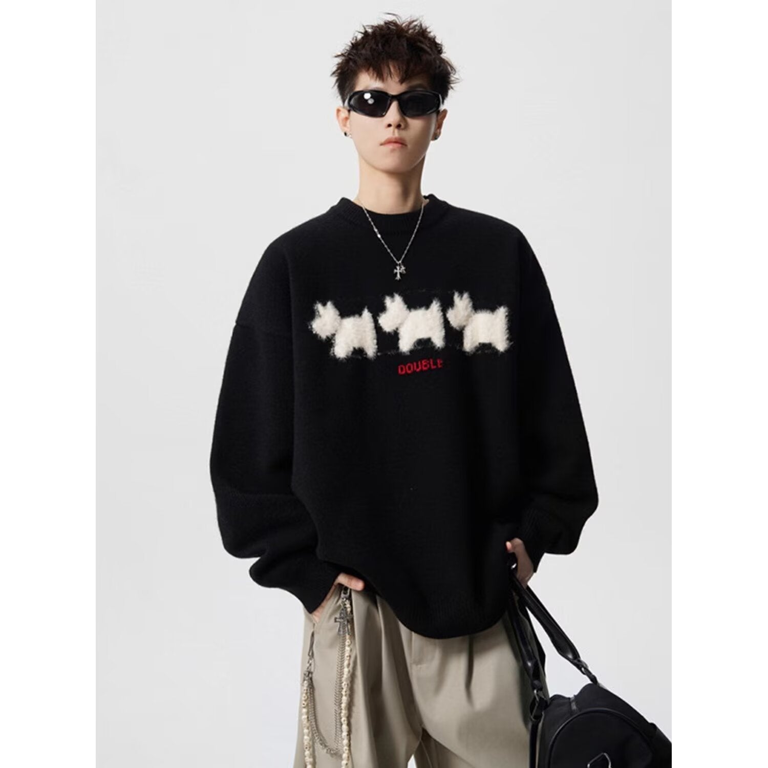 Lockerer Strickpullover mit Rundhalsausschnitt