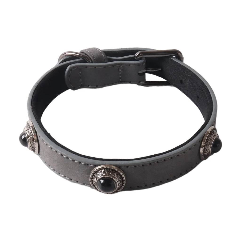 PU-Leder Hundehalsband mit Katzenaugenstein