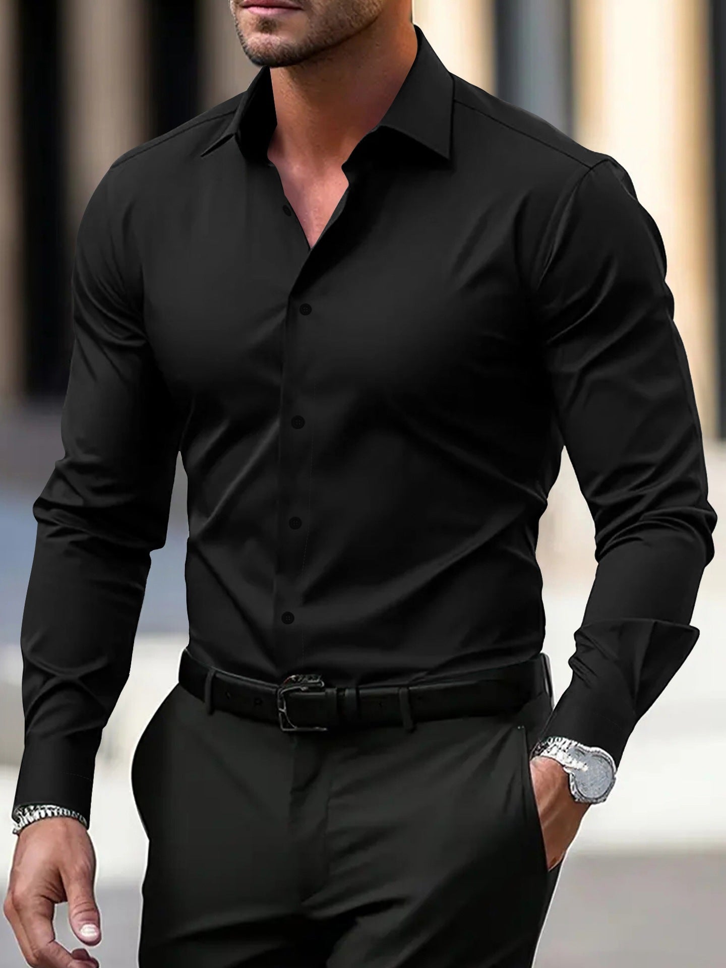 Herren Businesshemd Langarm Slim Fit