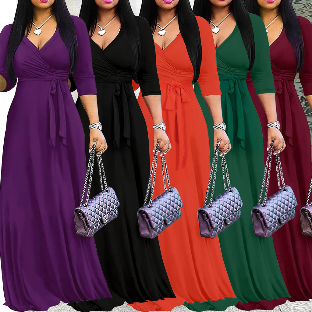 Tailliertes Strickkleid mit V-Ausschnitt – Bild 4 | LuxeStyle