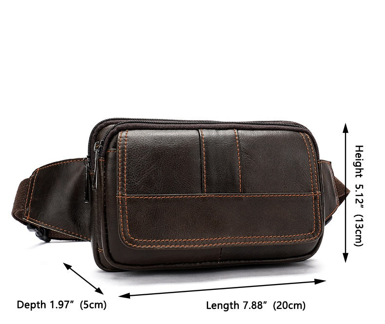 Herren-Gürteltasche aus erstem Leder, robust und atmungsaktiv