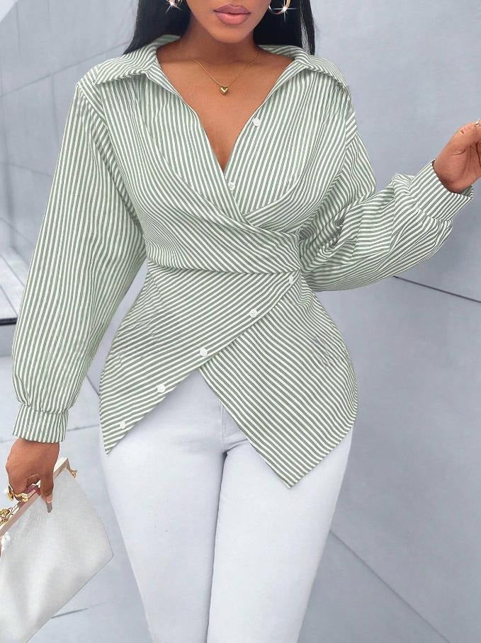 Strickbluse mit Streifen, lange Ärmel | LuxeStyle