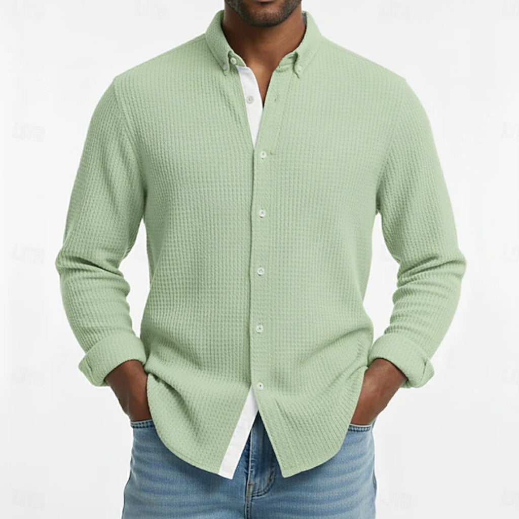 Herren Waffelstrick Langarm Cardigan – Ansicht 6