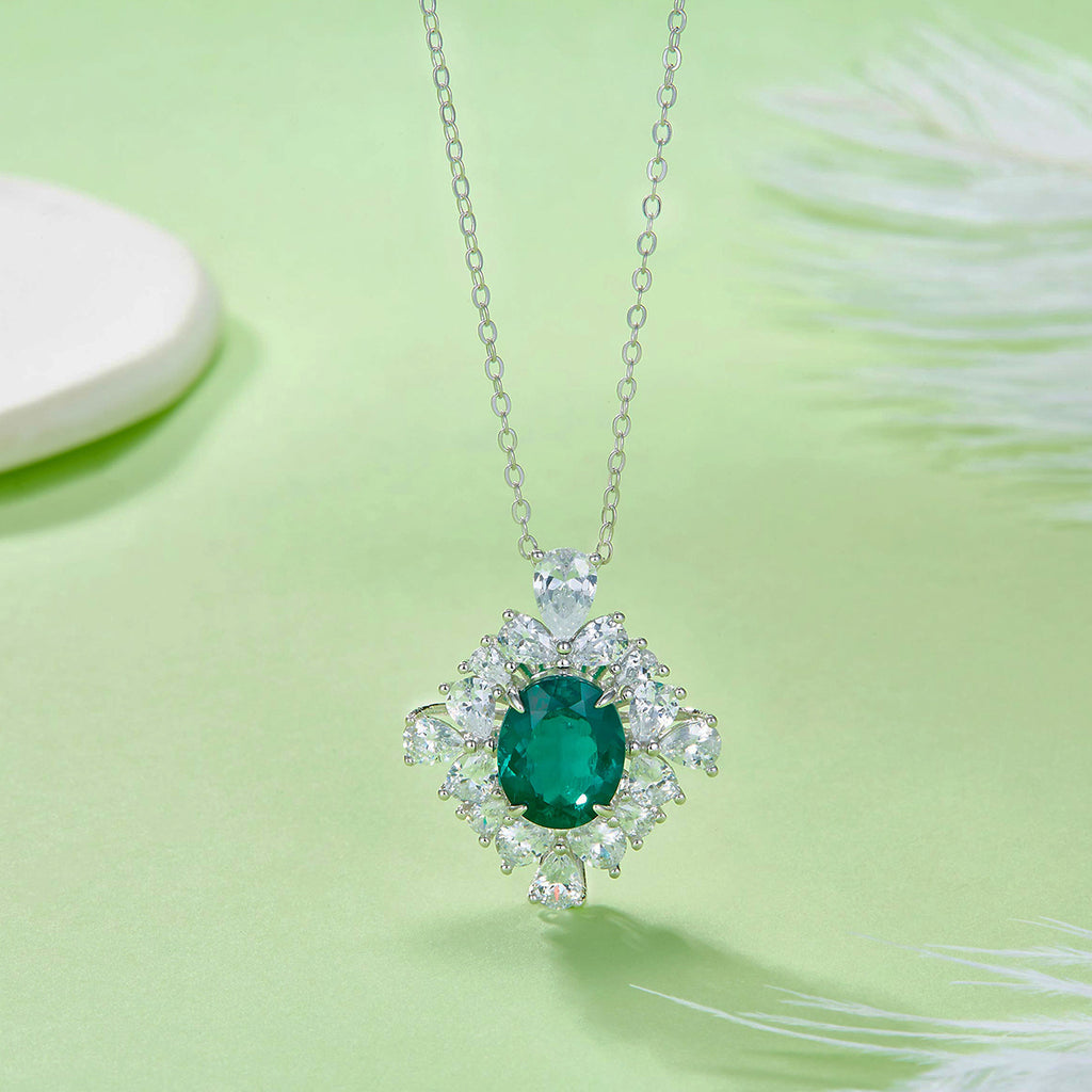 Edelstein-Anhänger «Blüten-Halo» · 925 Silber