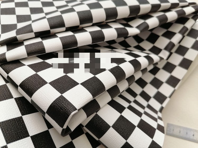 Schwarz-weiss kariertes Kunstleder | LuxeStyle