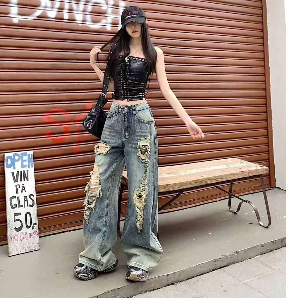 Ripped Denim Jeans im Vintage-Look