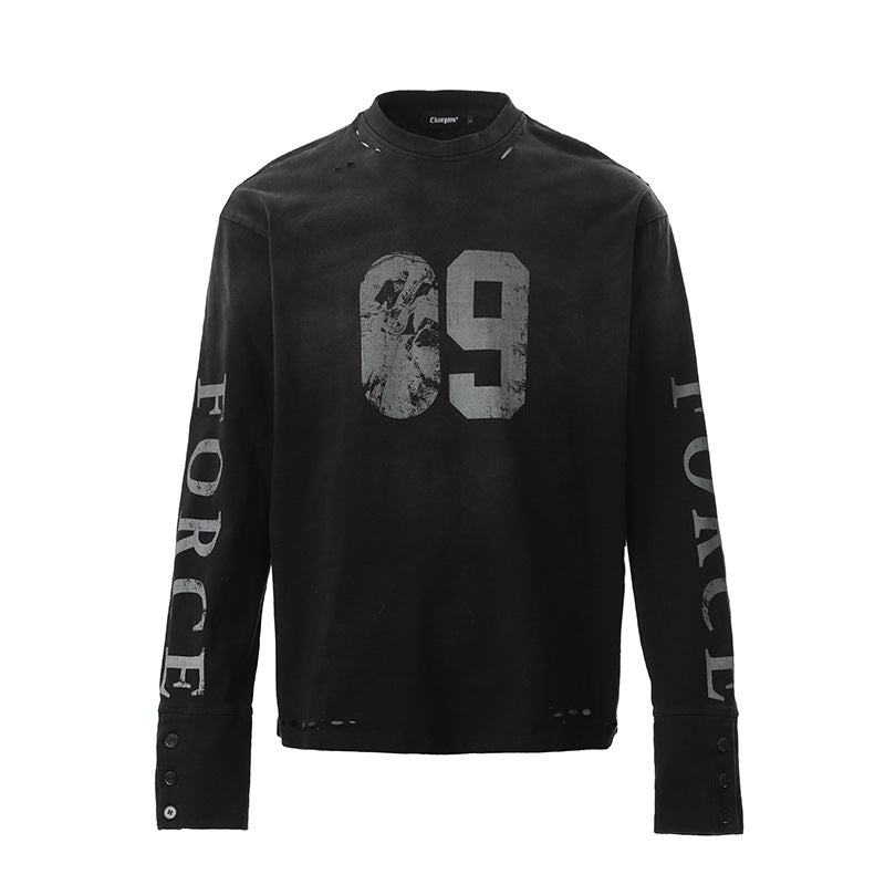 Vintage Longsleeve mit Buchstaben-Print | LuxeStyle