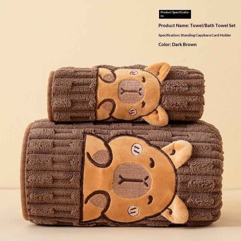 Handtuch-Set aus Coral Fleece mit Cartoon-Motiven