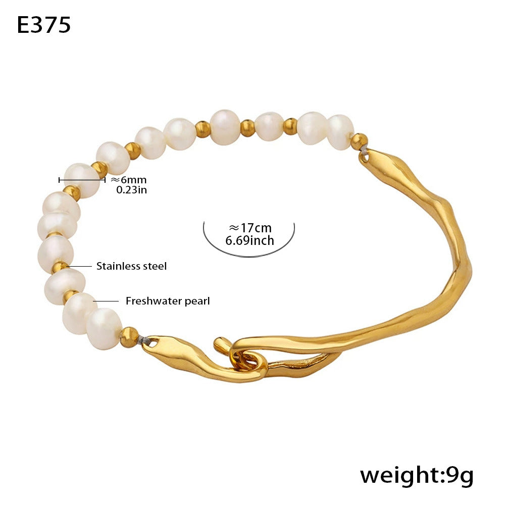 Barock Perlenarmband – Edelstahl, 18K vergoldet – Bild 2 | LuxeStyle