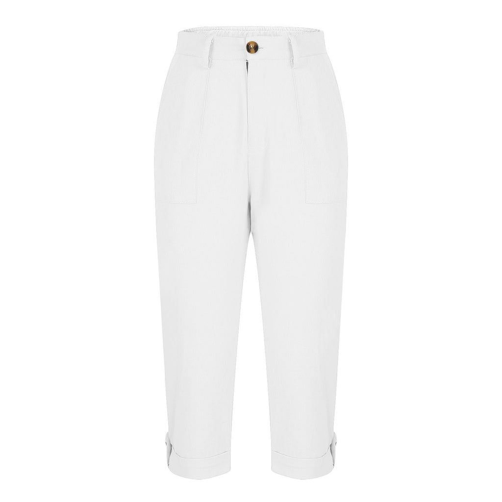 Damen Caprihose mit Roll-up und Knöpfen