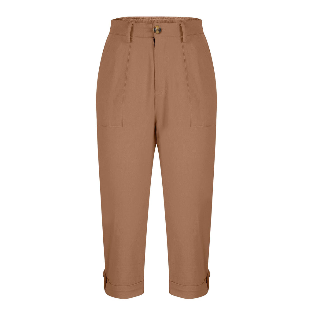 Damen Caprihose mit Roll-up und Knöpfen