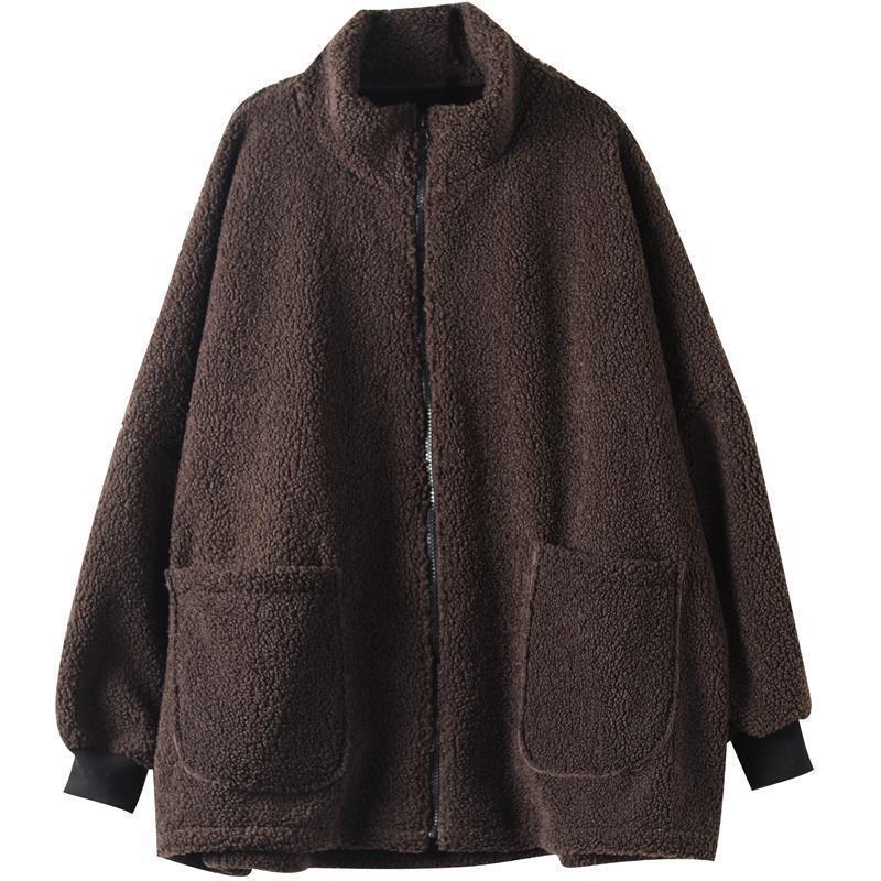 Lässiger Oversize-Mantel aus Lammfellimitat