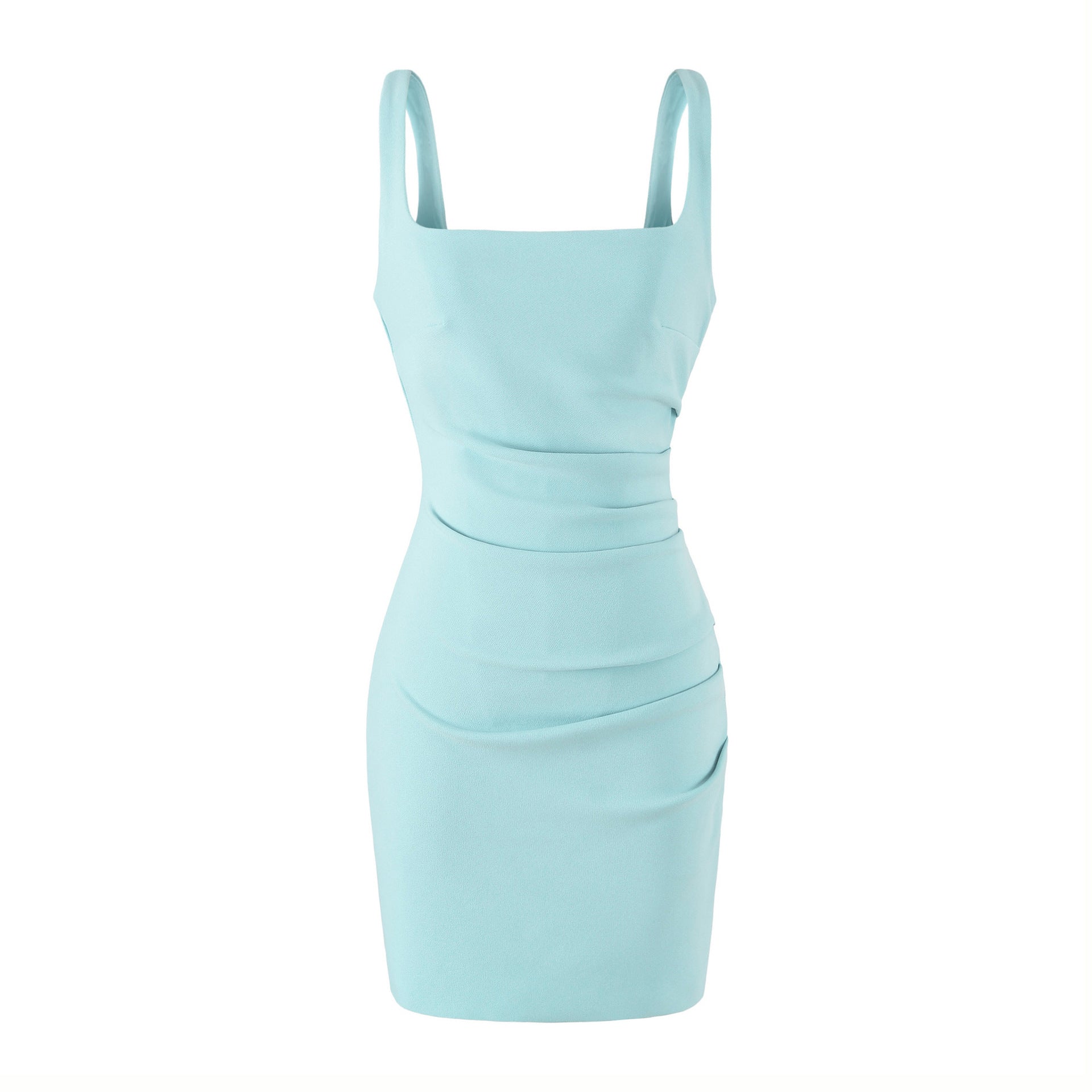 Enges Sommerkleid mit Spaghettiträgern und eckigem Ausschnitt