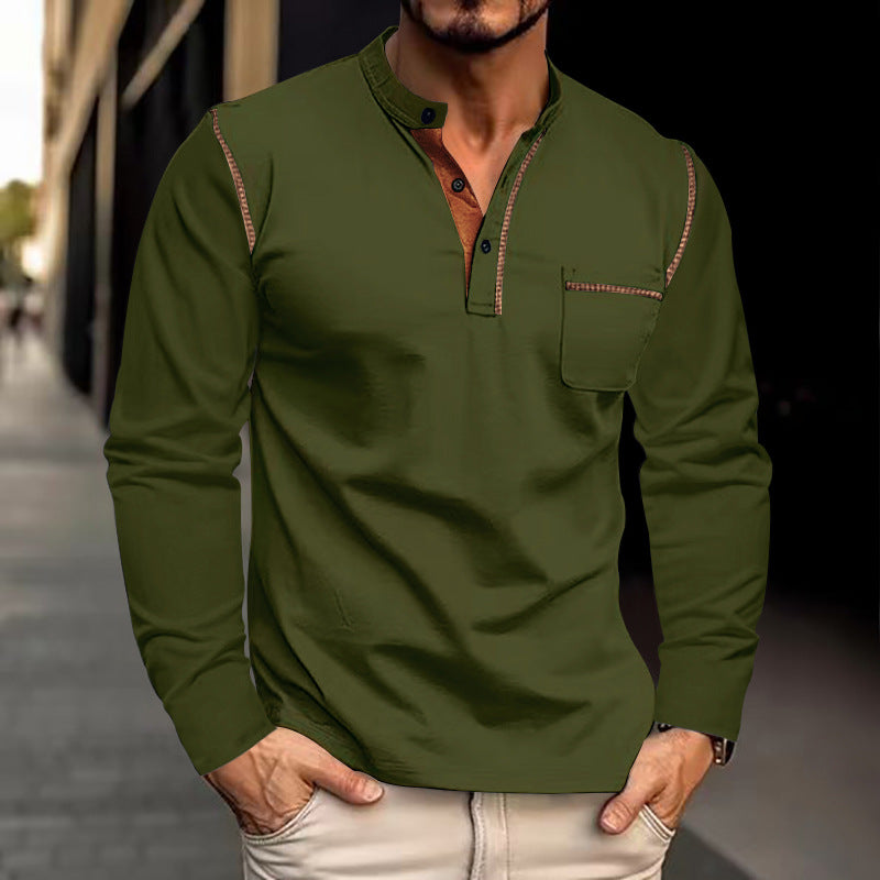 Langärmliges Polo-Shirt mit Standkragen – Bild 3 | LuxeStyle