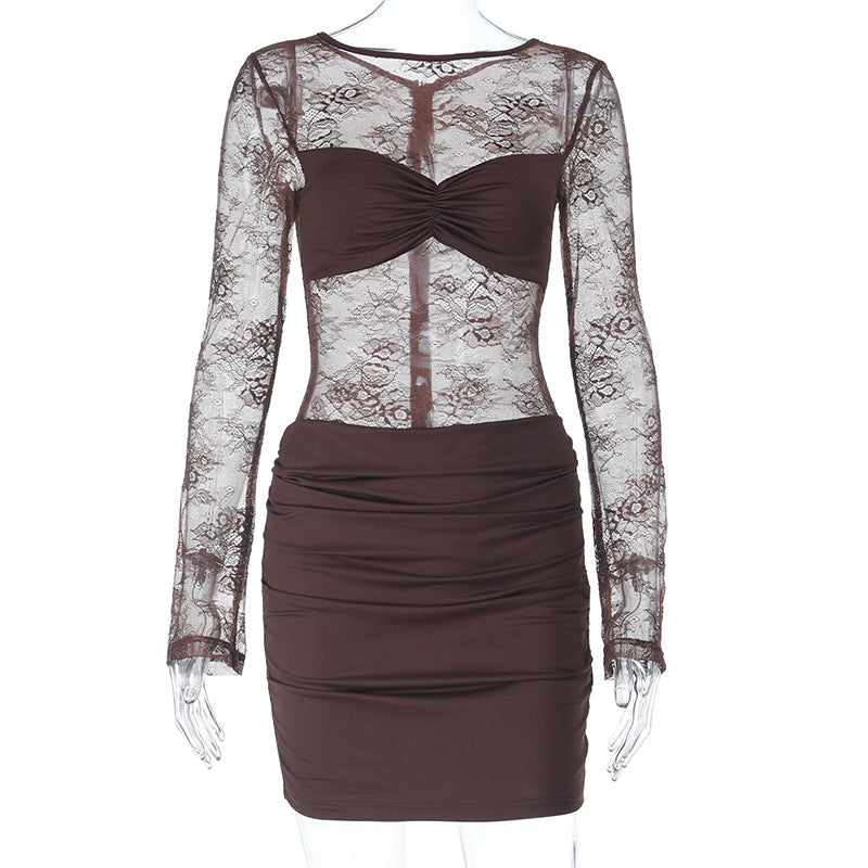 Spitzen Bodycon-Kleid mit langen Ärmeln