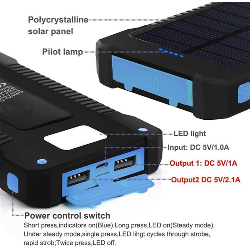 Outdoor Solar Powerbank 20000mAh mit LED & Kompass