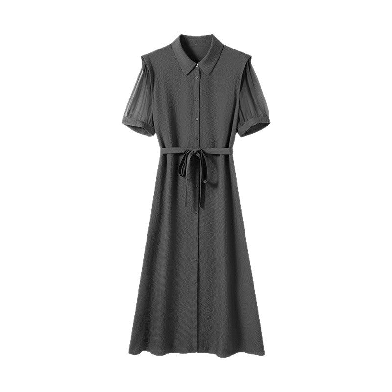 Jacquard-Seidenkleid mit A-Linie