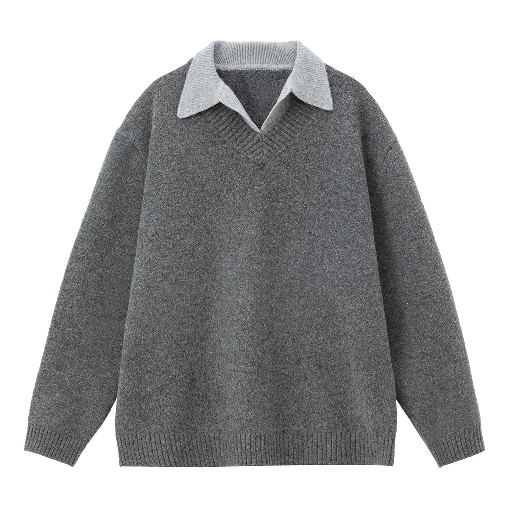 Old-Money-Stil V-Ausschnitt Sweaterjacke
