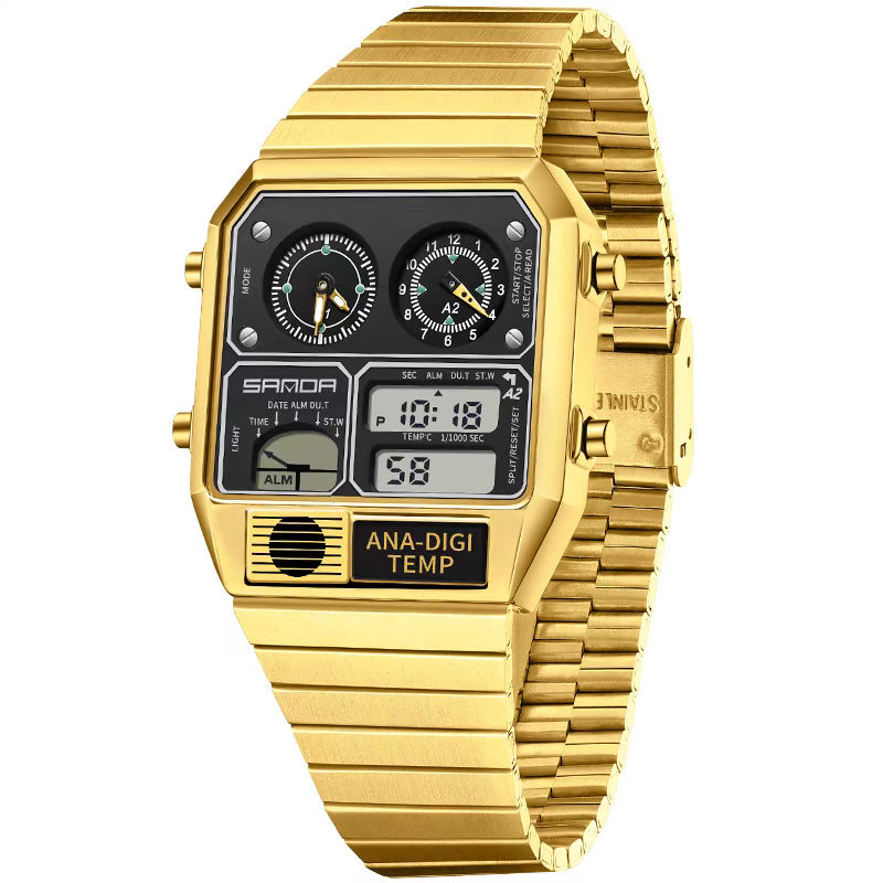 Multifunktionale Retro-Herrenuhr mit Temperatur – Ansicht 3