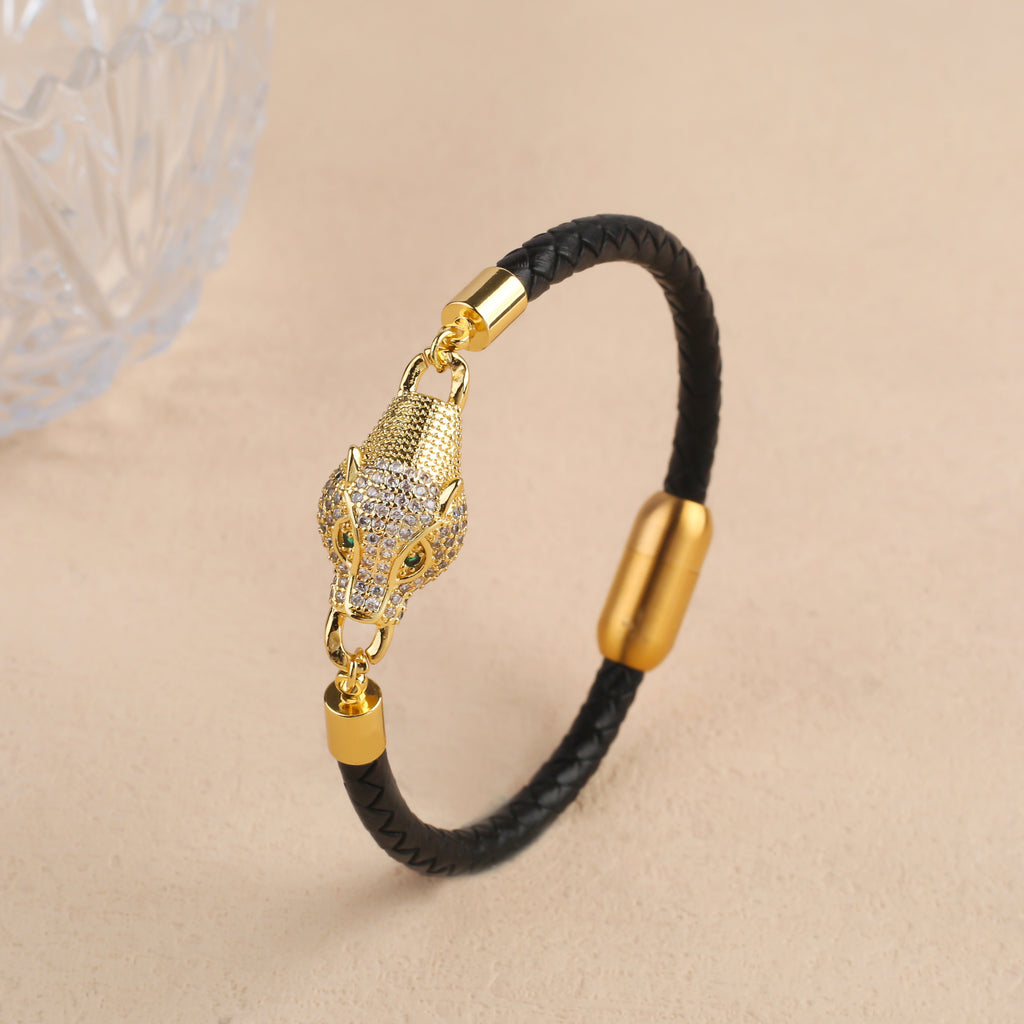Vintage Herren-Lederarmband mit Leopardenkopf – Bild 6 | LuxeStyle