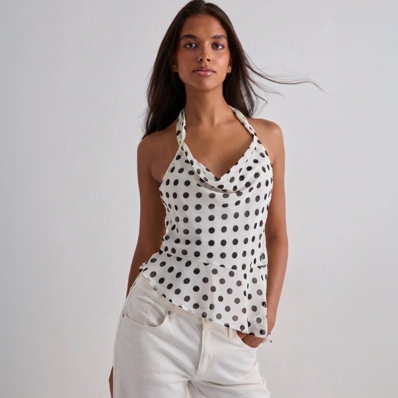 Damen Neckholder-Top mit Polka-Dots
