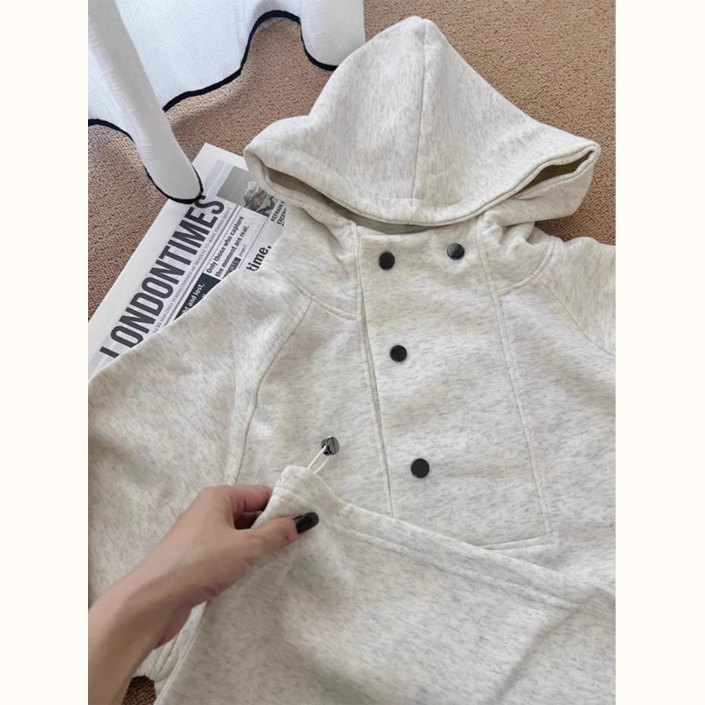 Weiblicher Unifarben Hoodie fuer Herbst/Winter