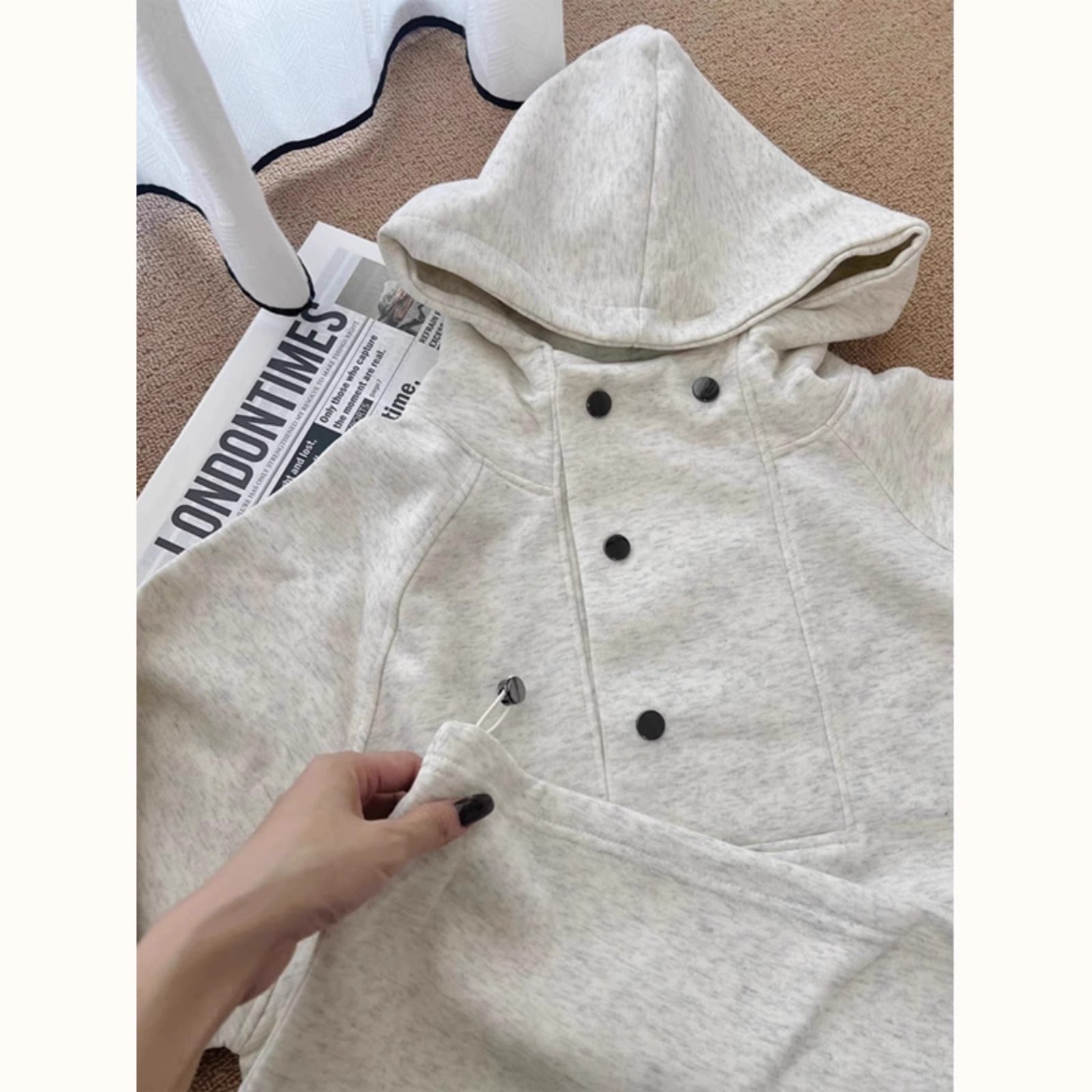 Weiblicher Unifarben Hoodie fuer Herbst/Winter