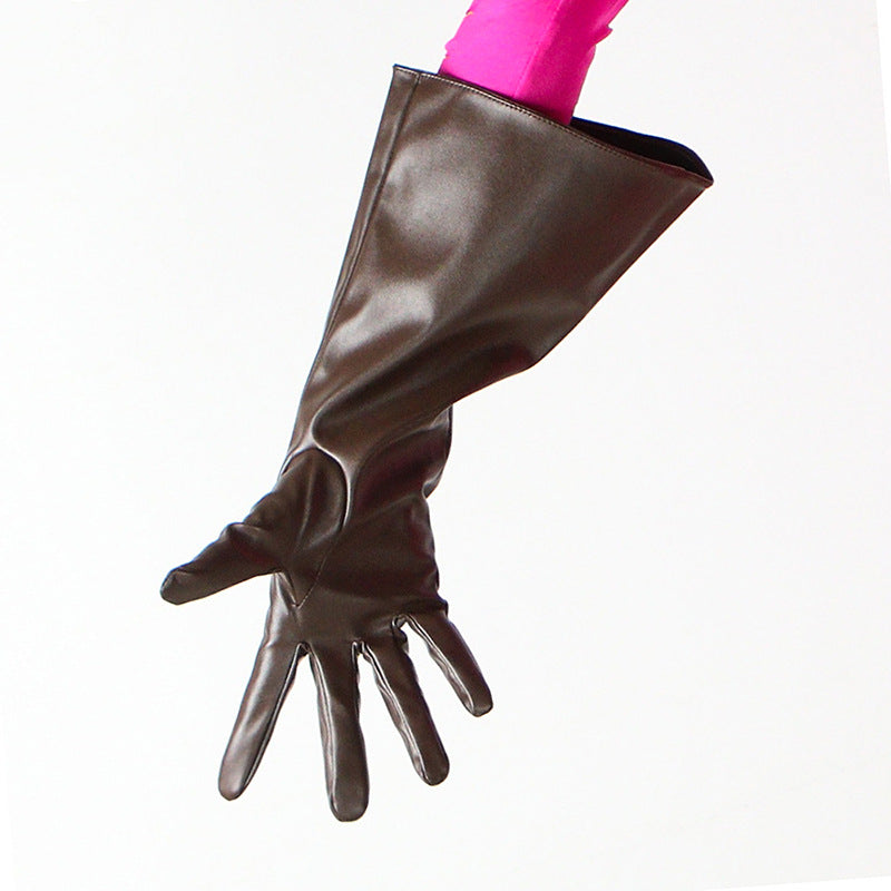 Lange PU-Lederhandschuhe für Damen