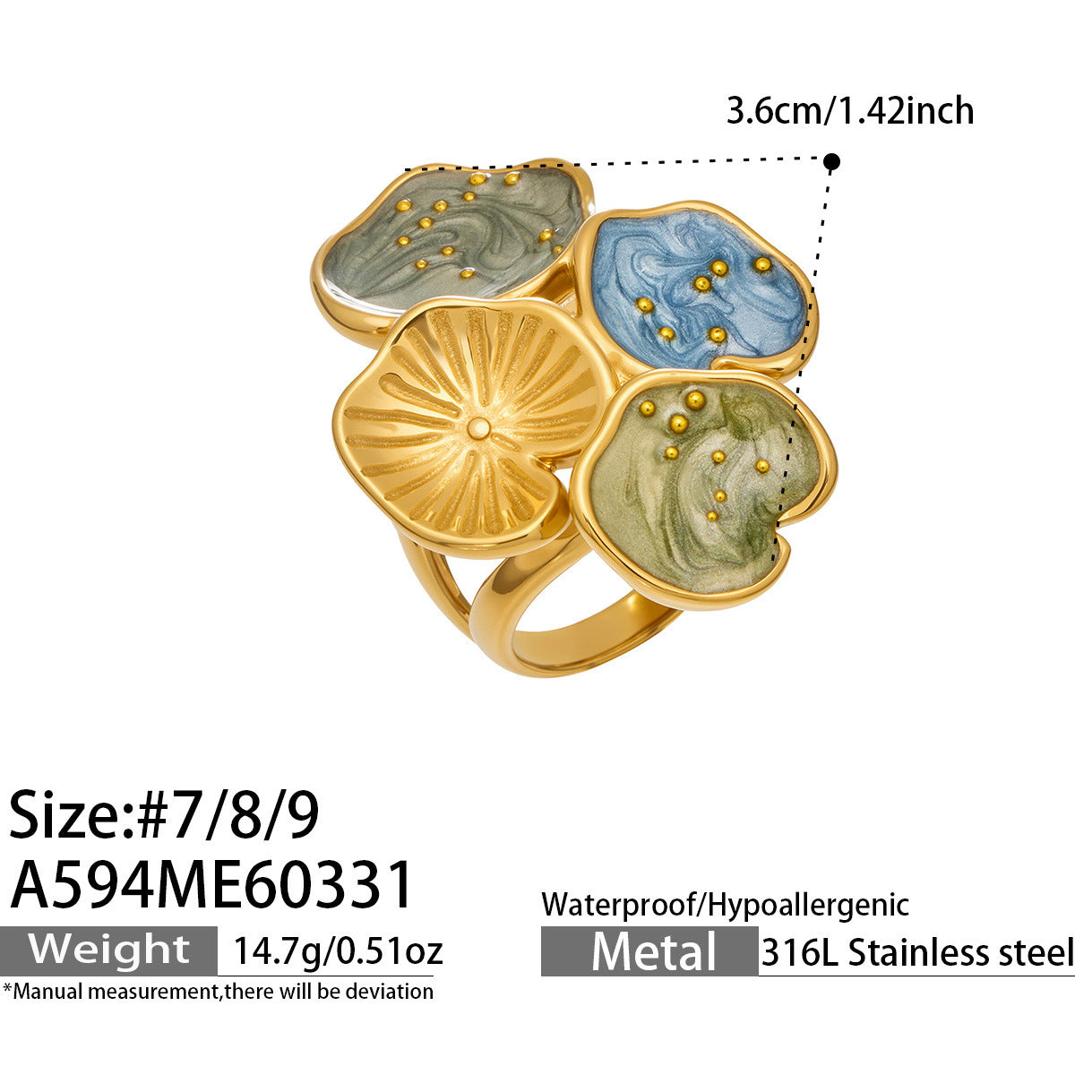 Geometrischer Blatt-Ring für Damen