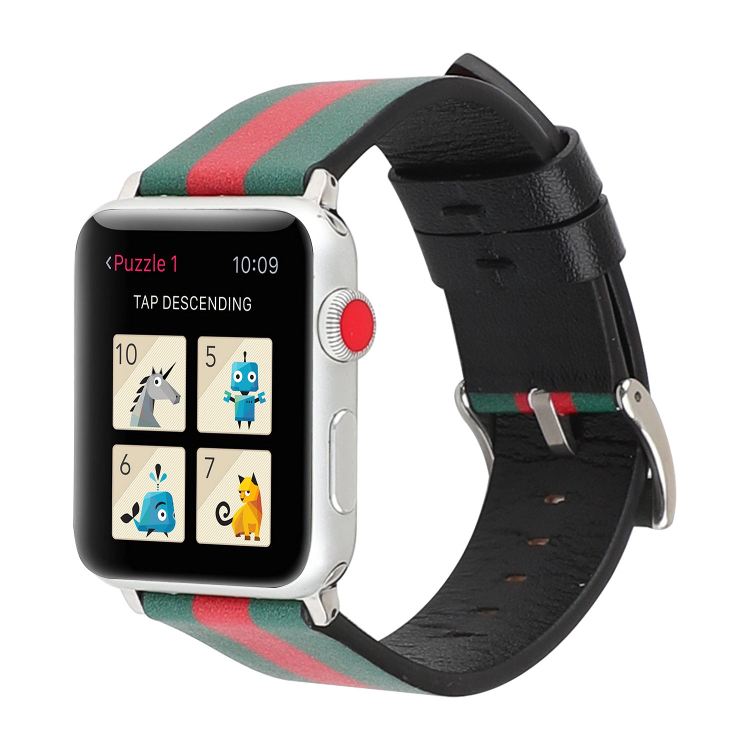 Leder-Uhrenarmband mit Flaggenmuster