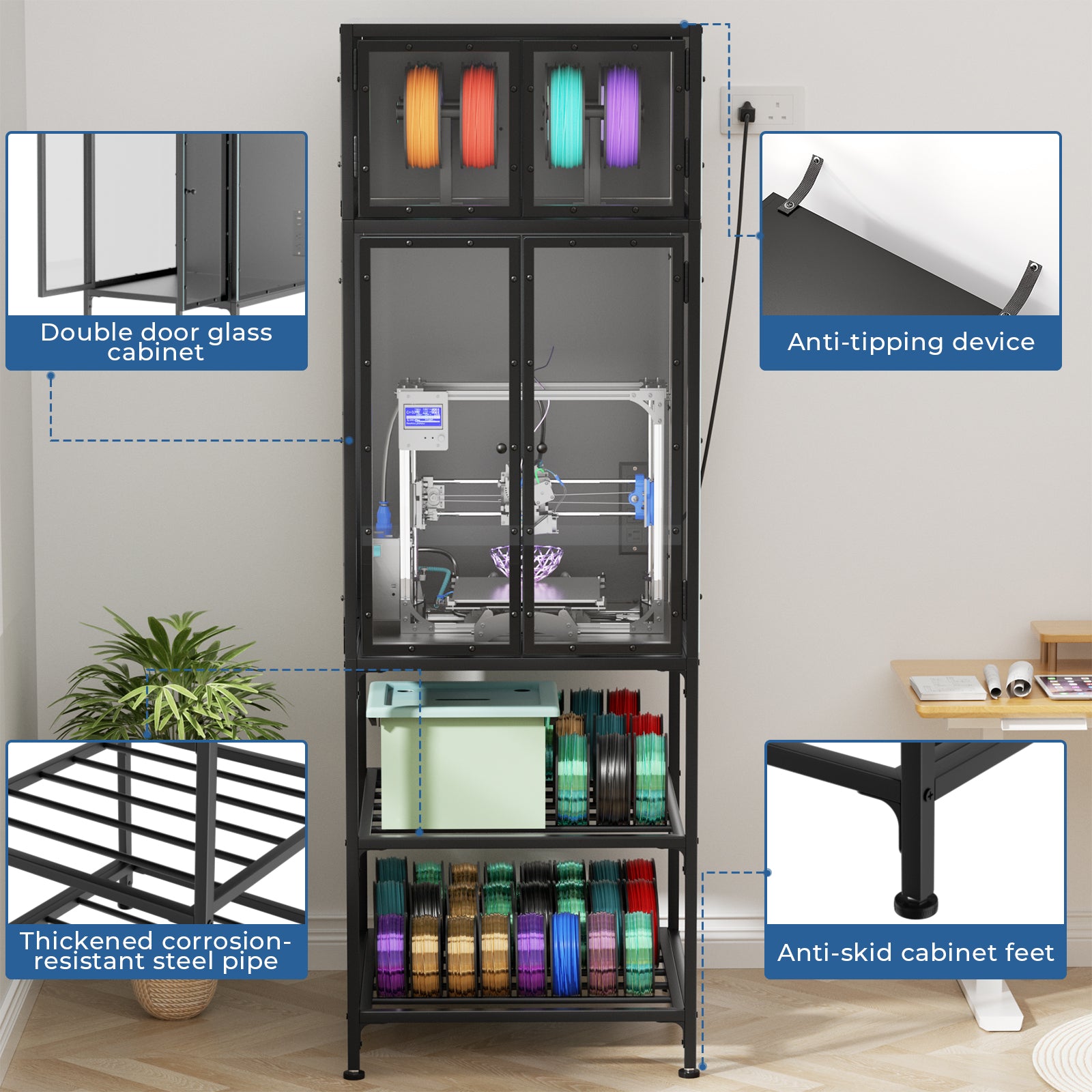 3D-Drucker-Schrank mit doppeltem Filament-Rack
