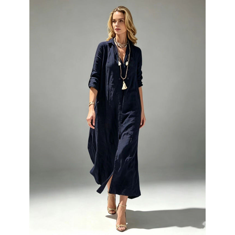 Langes Leinenkleid im lockeren Schnitt – Bild 2 | LuxeStyle