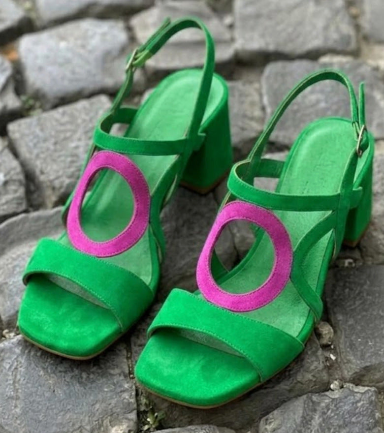 High-Heel Wildleder-Sandalen mit Schnalle