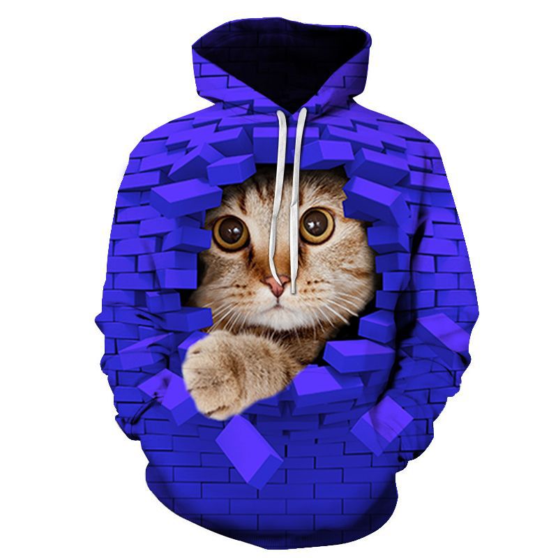 Hoodie mit 3D Digital Katzen-Print für Paare