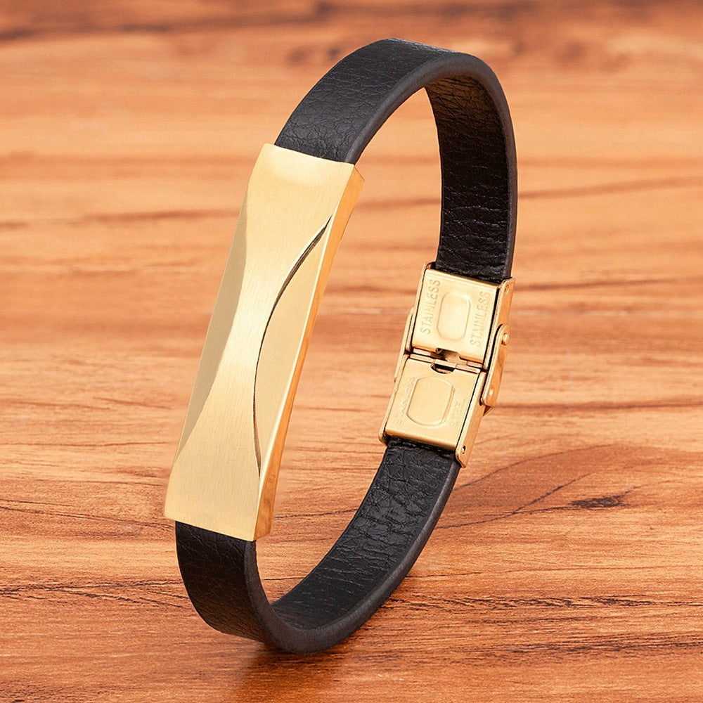 Herren-Lederarmband mit geometrischem Muster – Bild 2 | LuxeStyle