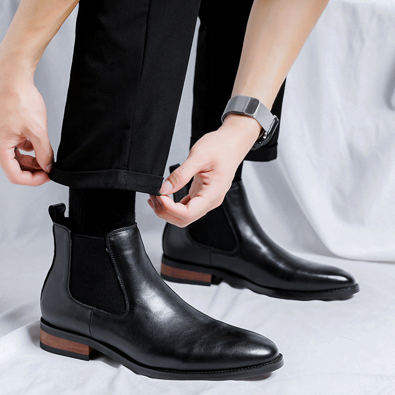 Herren High-Top Lederstiefel mit spitzer Kappe