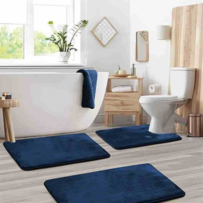 Rutschfestes Korallenfleece Badematten-Set