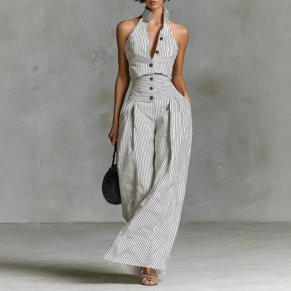 Eleganter ärmelloser Jumpsuit mit weitem Bein