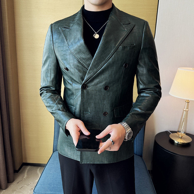 Doppelreihiger Lederblazer aus Leinen-Woll-Mischung – Bild 6 | LuxeStyle