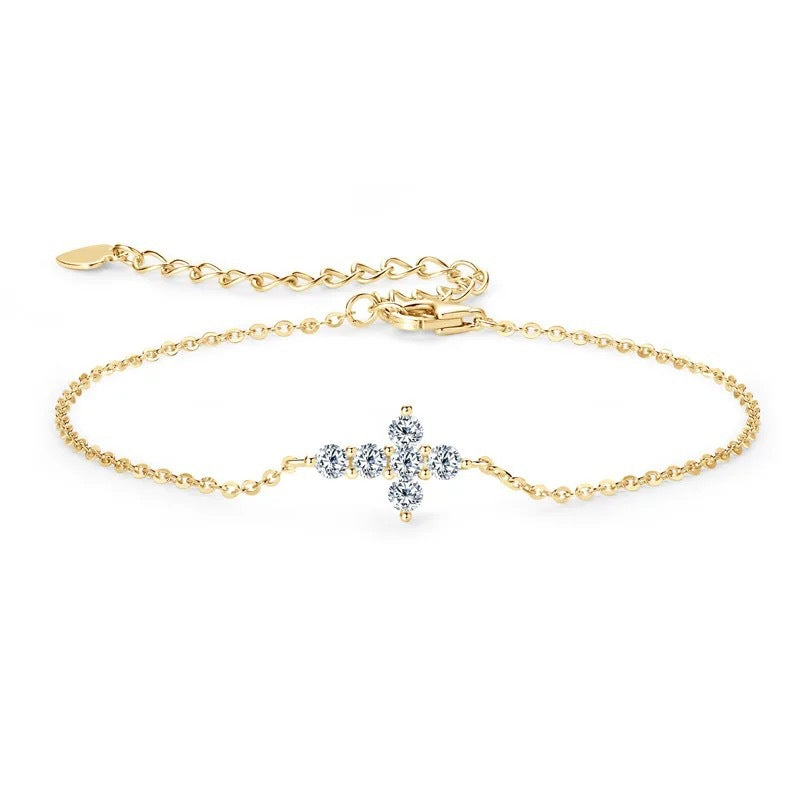 Strassbesetztes Kreuz-Armband aus 925er Silber – Bild 4 | LuxeStyle