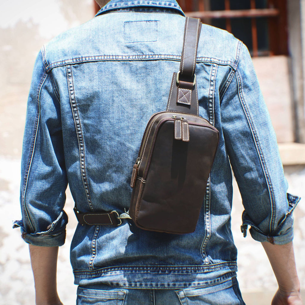 Brusttasche aus Vollnarbenleder – Ansicht 5