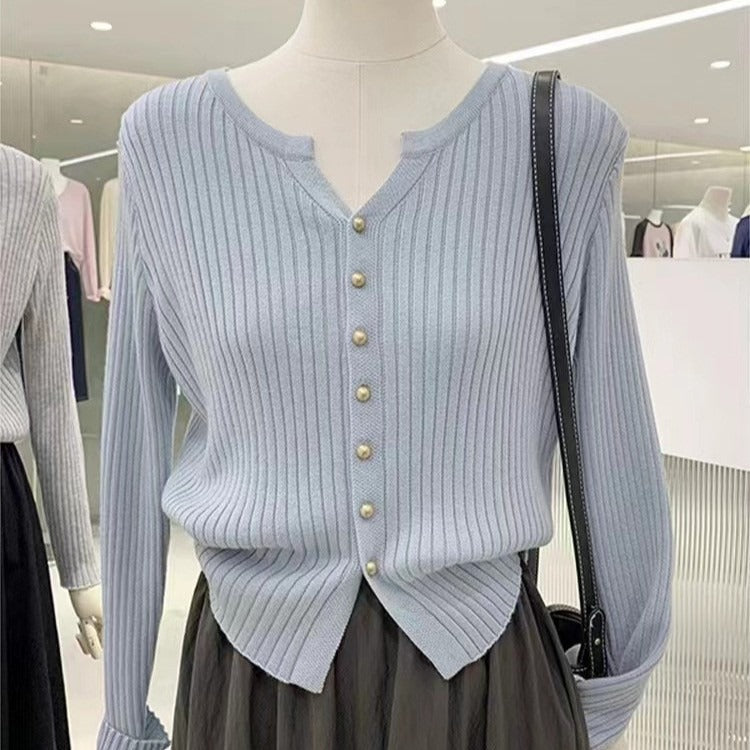Strick-Cardigan mit Knopfleiste