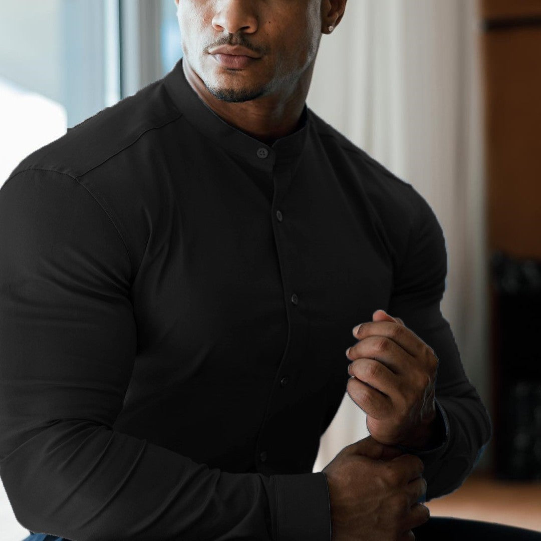 Langärmliges Sportshirt mit Standkragen – Bild 2 | LuxeStyle