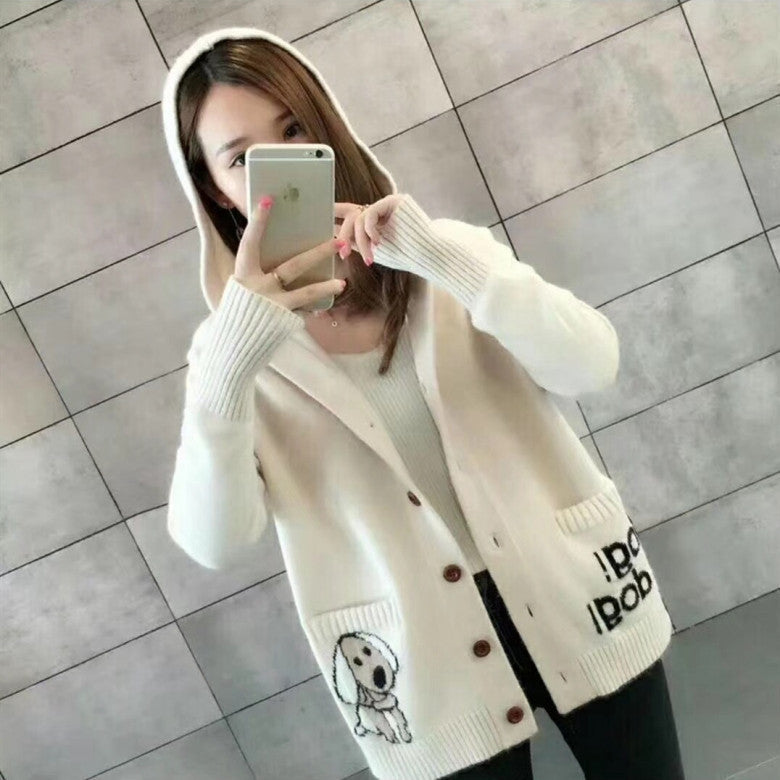 Damen Strick-Cardigan mit Kapuze – Loose Fit
