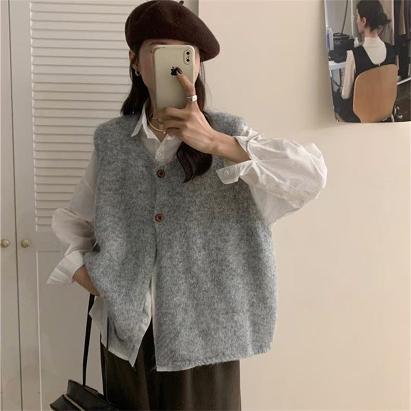Knit-Weste im koreanischen Casual-Stil