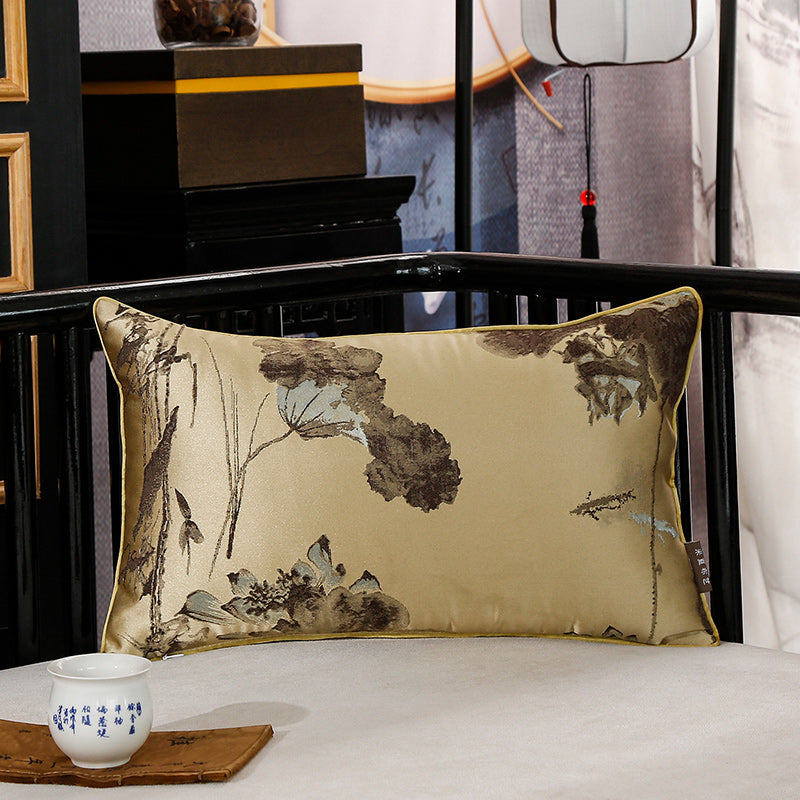 Seiden Jacquard Kissenhülle mit Lotusblatt – Bild 4 | LuxeStyle