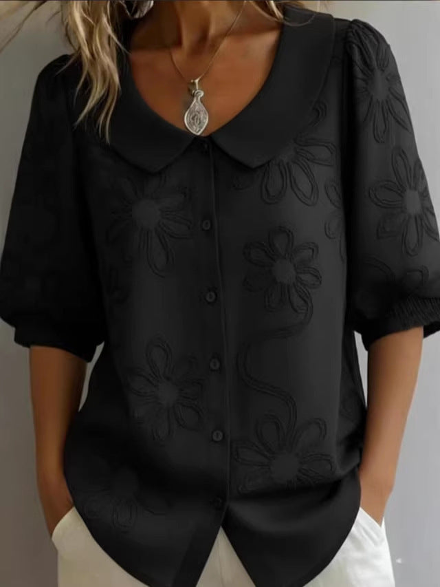 Retro-Bluse mit Blumenstickerei – Bild 7 | LuxeStyle